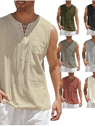  Médiéval Renaissance 17ème siècle Blouse / Chemise Ren Faire Pirate Chevalier Viking Cordon de serrage Homme Pirate Halloween Mascarade Décontracté Quotidien LARP Foire de la Renaissance Adulte