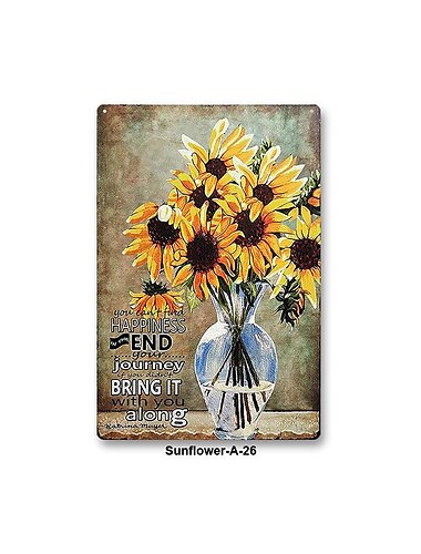 1 Stück Retro-Metall-Blechschild, Katze, Sonnenblume, Blechschild, Vintage-Heimwanddekoration, Malerei, Wandbehang für Heimdekoration, Wandkunst, Metall-Blechschild, 20 x 30 cm/8'' x 12''