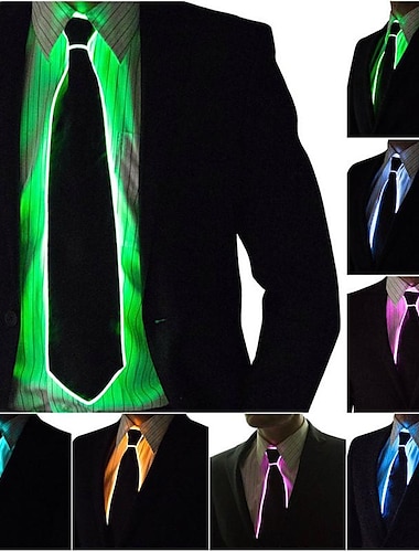  男性用光るネクタイ ELワイヤー ネオン LED カーニバル 発光パーティー ハロウィーン クリスマス 発光 ライトアップ デコレーション DJ バー クラブ ステージ 小道具 衣類