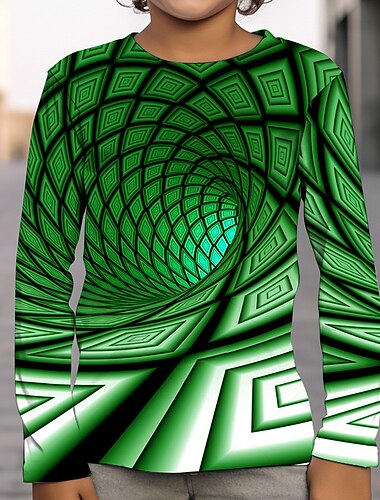  Jungen 3D Graphic 3D-Druck T-Shirt Langarm 3D-Druck Sommer Frühling Herbst Sport Modisch Strassenmode kinderkleidung 3-12 Jahre Outdoor Casual Täglich Regular Fit