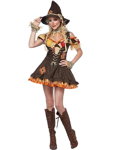  Vogelscheuche Faschingskostüme Cosplay Kostüm Partykostüm Maskerade Erwachsene Damen Austattungen Leistung Party Halloween Maskerade Karneval Einfaches Karnevalskostüm