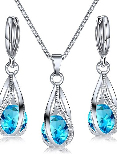  Bridal Jewelry Sets Two-piece Suit Zircon Crystal Rings 1 Necklace Women's Fashion Cute Cool Lovely Classic Precious irregular Jewelry Set For Wedding Party