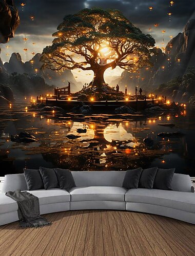  trippy arbre de vie suspendu tapisserie art mural grande tapisserie murale décor photographie toile de fond couverture rideau maison chambre salon décoration
