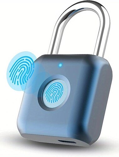 Intelligentes Fingerabdruck-Schloss, wiederaufladbar, wasserdicht, biometrisches schlüsselloses Metallschloss für Fitnessstudio, Spind, Gepäck, Rucksack