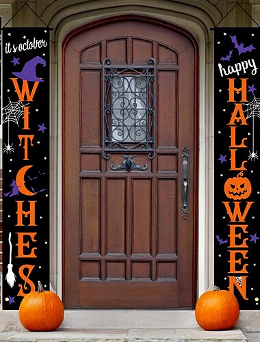  Halloween antithetische Couplet-Dekoration, Outdoor-Banner, Hängebanner, Haustür, Veranda, Innenhof, Schild, Innenbereich, Wanddekoration, Halloween-Party, Willkommensschild