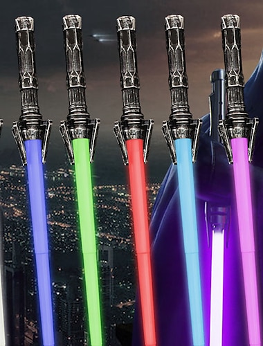  2pc 2 in 1 spada laser retrattile star wars spada lampeggiante retrattile a 7 colori nuovo giocattolo luminescente unico per halloween