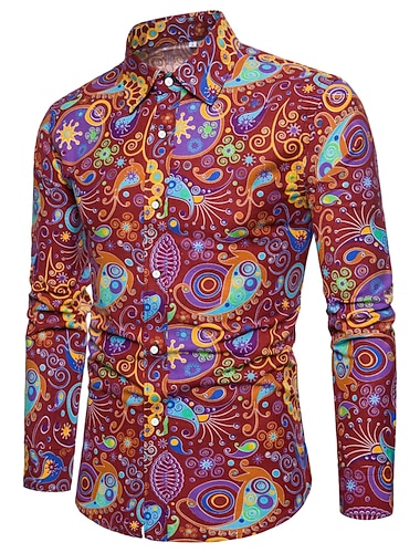  Retro Vintage 1970s Shirt Disco Floral Paisley Men's Casual Daily Pride Parade Pride Month Adults' Top All Seasons
