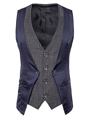  Herr Väst Läderväst Dagliga kläder Semester Utekväll Mode Grundläggande Vår & Höst Knapp Polyester Imitationsläder Bekväm Färgblock Enkelknäppt V-hals Normal Mörkgrått Svart Mörk marin Kaffe Väst