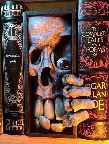  Halloween Bücherregal Horrormaske Monster Harz Handwerk Dekoration Monster Statue Ornamente