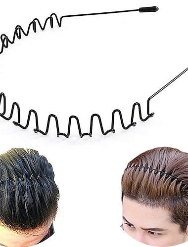  1 Stück Metall-Haarband für Männer, Stirnband, Damen-Haarbänder, Männer, Unisex, schwarz, gewellt, Frühling, Outdoor-Sport-Stirnbänder für Herren, Haarband, Hoop-Clips, Damen-Accessoires, einfaches
