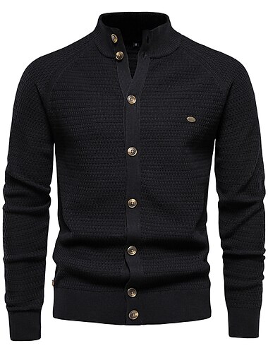  Męskie Świąteczne swetry Sweter świąteczny Sweter Rozpinany Prążkowany Robić na drutach Zwykłe topy Dzianiny Równina Kołnierz stawiany Ogrzewacze Współczesny współczesny Dzienne zużycie Wyjściowe