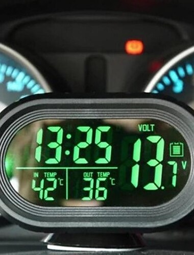  Auto Digitaluhr Thermometer Auto 12V-24V Voltmeter Spannungsprüfer 3 in 1 Autouhr Auto LED leuchtende Uhr