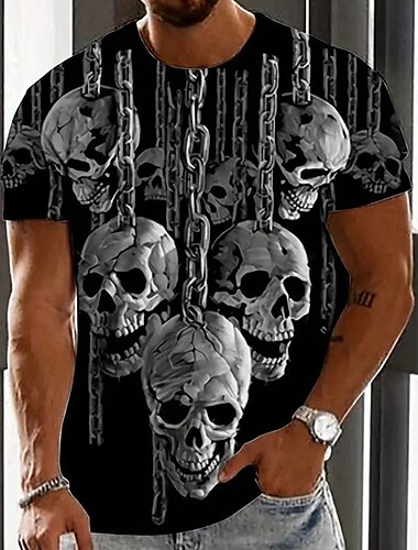  Herren Grafik Totenkopfe T Shirt T-Shirt Kurzarm T-Shirt 3D-Druck Rundhalsausschnitt Hemd Vintage Mode Designer Outdoor Lässig Täglich 1 2 3 Frühling & Sommer Bekleidung S M L XL 2XL 3XL 4XL