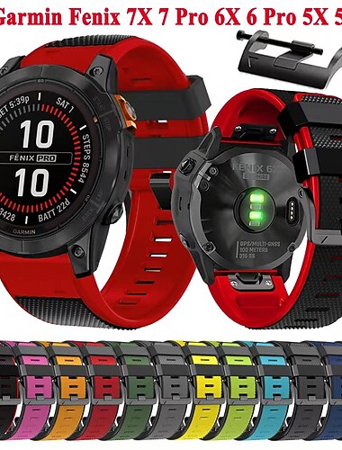  Óraszíj mert Garmin Fenix 7 7X 6 6X Pro Epix Pro 47mm 51mm Instinct 2X Approach S70 47mm S62 S60 Forerunner 955 945 Epix Marq Descent Quatix 22mm 26mm Szilikon Csere Szíj 22mm 26mm Gyors illeszkedés