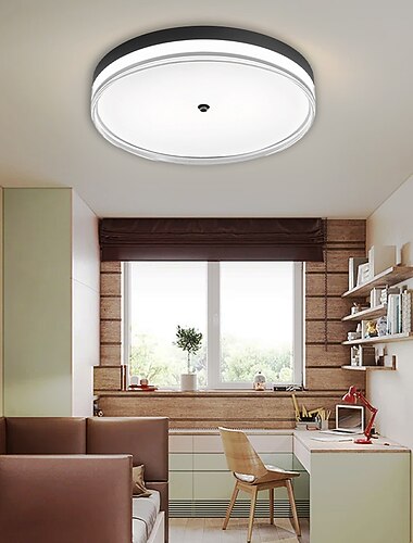  flush mount led rund taklampe 40/50cm svart ultra tynn 3 farger taklampe for soverom bad stue kjøkken 110-240v