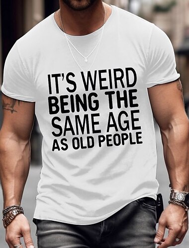  Herren Buchstabe Grafikdrucke T Shirt Grafischen T-Shirt Baumwolle Kurzarm Grafik Hemd Schwarz Weiß Marineblau Bequemes T-Shirt Outdoor Straße Modedesigner-Kleidung