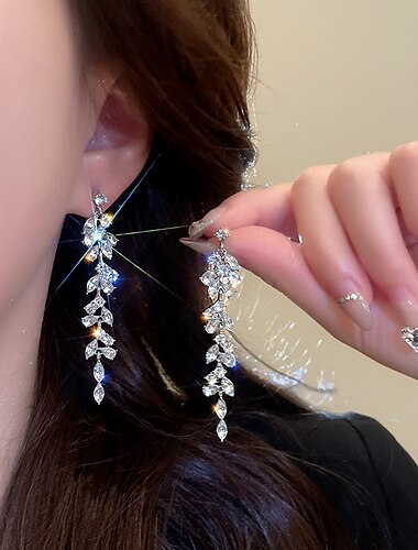  Women's Drop Earrings Fine Jewelry Tassel Fringe Precious Stylish Luxury Earrings Jewelry Silver For Wedding Party 1 Pair