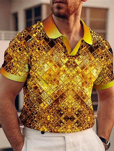  Męskie Graficzny Koszulki polo Koszula golfowa Krótki rękaw Koszulki polo W serek Codzienny Ubrania wakacyjne Ubrania Rave Stroje na imprezę Druk 3D Żółty Czerwony Niebieski