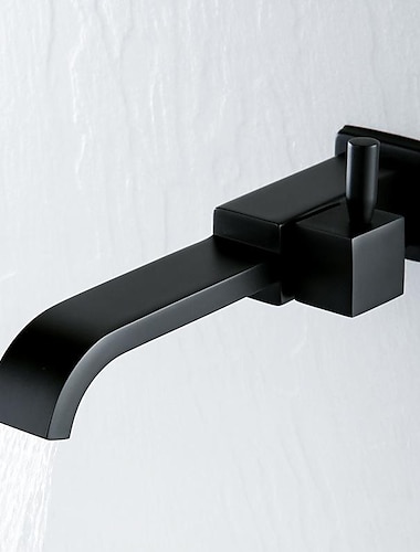  robinet de salle de bain mural eau froide uniquement, robinets de lavabo monobloc robinet de salle de bain monotrou en laiton chrome noir