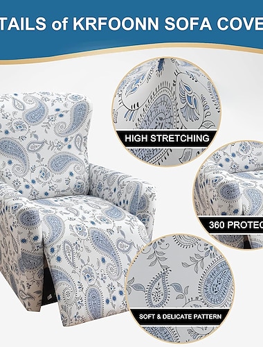  verstelbare bankhoezen fauteuil hoes voor één stoel meubelhoes voor fauteuil bankhoes bloemen met elastische onderkant (inclusief 1 rugleuninghoes, 1 stoelhoes, 2 armleuninghoezen)