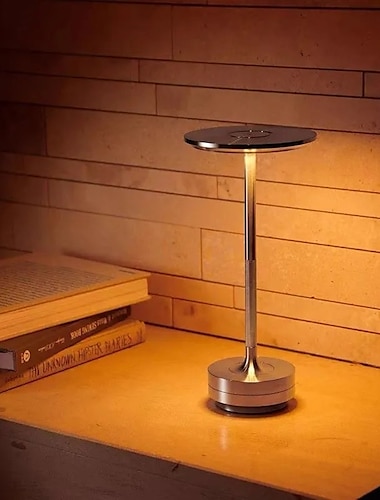  Aluminum Wireless Table Lamp Led Tri-color Touch Dimming Rechargeable Desktop Night Light LED Reading Lamp for Restaurant Hotel Bar Bedroom Decor Lighting
