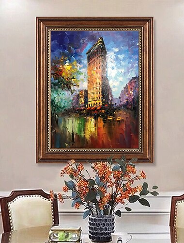 håndlaget oljemaleri lerret veggkunst dekorasjon berømt new york flatiron byggekniv malerier for hjemmeinnredning rullet rammeløst ustrukket maleri