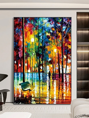  handgemaakt handgeschilderd olieverfschilderij muur modern abstract rainny night schilderij pattle mes kunst canvas schilderij woondecoratie decor opgerold canvas geen frame niet uitgerekt