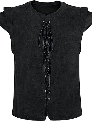  Středověké Renesanční Cosplay kostým Semišová vesta Pirát Rytíř Viking Keltský rytíř Ranger Pevná barva Maškarní kostým Pánské předvečer Všech svatých Karneval Plesová maškaráda Karneval Plesov