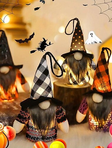  ハロウィーンの飾り付け LED ペンダント ドワーフ 森の男 人形 ライト ハロウィーンのお祭りの雰囲気 レイアウト 小道具