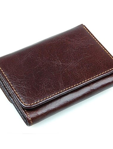  Carteira Trifold Masculina de Couro Legítimo Vintage com Bolsa para Moedas