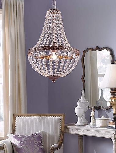  Kristall-Kronleuchter-Pendelleuchte, 30/50 cm, Empire-Deckenleuchte, antike Bronze-Pendelleuchte für Esszimmer, Wohnzimmer und Schlafzimmer, Flurdecke, 110–240 V