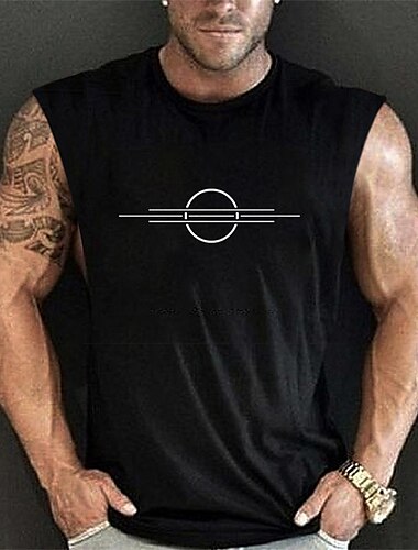  Pánské symbol Kulatý Bez rukávů Vesta Top Tílka Neformální styl Klasický styl Bez rukávů tričko Tričkový Košile Sportovní Lehký Velký a vysoký Dovolená Ležérní Denní Černá Bílá Námořnická modř Léto