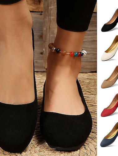  Női Lapos Slip-Ons Extra méret Kényelmes cipők Napi Tömör szín Lapos Szögletes orrú Divat minimalizmus Szatén Papucs Vörösbor Fekete Fehér