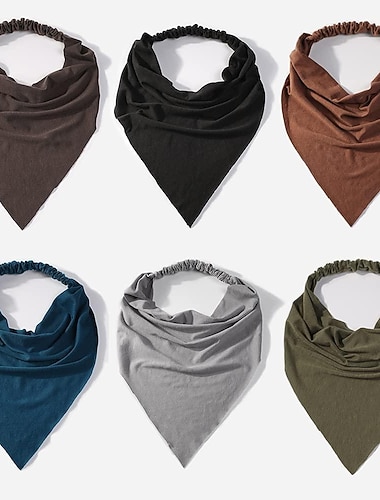 1 st halsduk pannband för kvinnor - elastisk stor boho triangel bandana huvudsjal med klämmor halkfri enfärgad hårduk för tonårsflickor