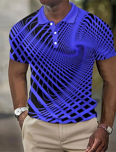  Férfi Mértani Gofris pólóingek Golfing Rövid ujjú Pólóingek Galléros ingek Üzleti alkalmi Nyaralási viselet Ünnepi viselet Fesztivál viselet 3D nyomtatás Gombok Medence Fehér Sárga
