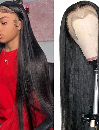  Pelucas delanteras de encaje recto 13x4 cabello humano 26 pulgadas densidad 180% hd pelucas delanteras de encaje transparente cabello humano pelucas frontales vírgenes brasileñas pre arrancadas