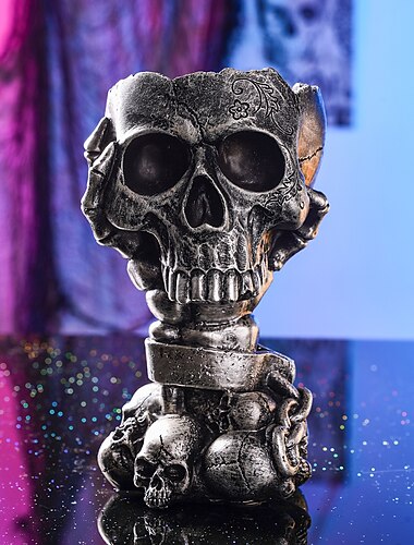  Halloween-Skelett, Totenkopf-Kopf, Blumentopf, nordische moderne Heimdekoration, personalisiert, beschädigte alte Fesseln, Totenkopf-Kopf, Kunstharz, Kunsthandwerk, Halloween-Geisterkopf, Knochen,