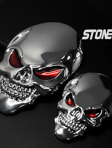  Halloween-Totenkopf-Logo-Aufkleber, Emblem-Abzeichen, 3D-Metall-Körperaufkleber, Autodekorationen