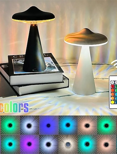  ufo svamplampa justerbar ljusstyrka fjärruppladdningsbar led touch bordslampa retro bar hematmosfär dekoration nattlampor