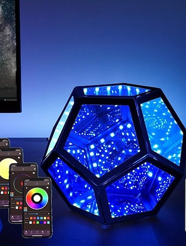  נורת LED חכמה אינפיניטי דולדקדרון מנורת שולחן מגניבה עם USB שינוי צבע אווירה אור לילי