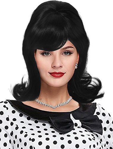  blonde Beehive Perücke 60er Jahre blonde Perücke Damen 50er Flip Perücke mit Retro Pony blonde Cosplay Karneval Vintage Kostüm Perücke