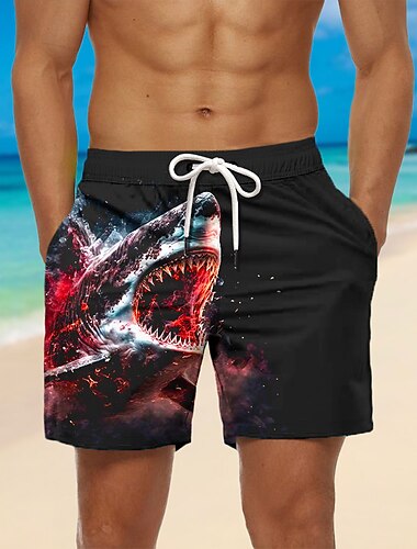 Homens Animal Tubarão Estampas Abstratas Calção Justo de Natação Shorts de Natação Bermuda de Surf Cintura Média Havaiana Boho Casual Diário Feriado Com Cordão com forro de malha Cintura elástica   Homens Animal Tubarão Estampas Abstratas Calção Justo de Natação Shorts de Natação Bermuda de Surf Cintura Média Havaiana Boho Casual Diário Feriado Com Cordão com forro de malha Cintura elástica