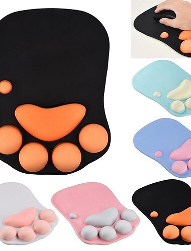  Tapis de souris 3d ergonomique avec repose-poignet patte de chat mignon repose-poignet en silicone doux et confortable tapis de souris tapis de poignet anti-dérapant pour ordinateur jeu d'ordinateur