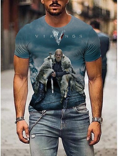  Viking Viking Cosplay kostuum T-Shirt Afdrukken 3D Klassiek Street Style Voor Voor Stel Voor heren Dames Volwassenen 3D afdrukken Straat Alledaagse kleding