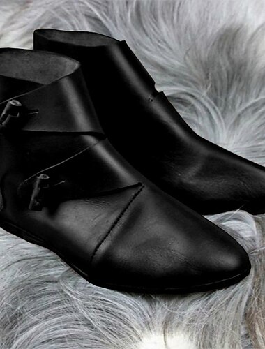  Vintage Medieval Renaissance Shoes Flat Jazz Boots Turn Shoes Pirate Viking Ranger Archery Solid Colored Men's Women's Unisex Celtic Pirate Fantasy Halloween Carnival Masquerade Casual Daily LARP