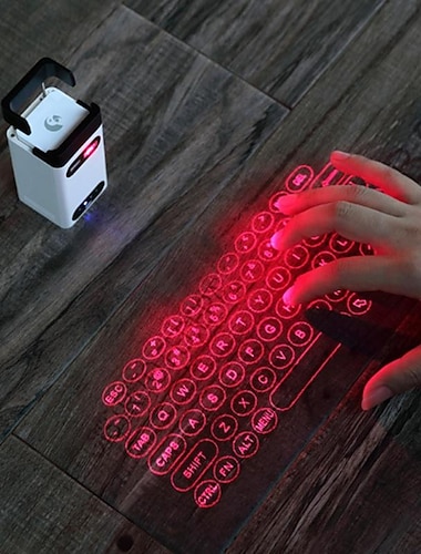  laserprojeksjon virtuelt lasertastatur mobiltelefon bluetooth trådløs projeksjonsskjerm berøringsinfrarødt kontor bærbart tastatur