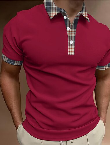  Herren Polos mit Knöpfen Poloshirt Casual Sport Kargen Kurzarm Modisch Basic Farbblock Patchwork Taste Sommer Regular Fit Schwarz Weiß Rote Braun Polos mit Knöpfen