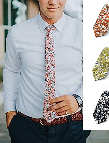 Férfi Nyakkendők Vékony nyakkendő Nyomtatott Virágminta Esküvő Születésnapi buli