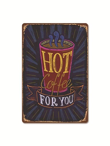  1 Stück Kaffee-Metall-Blechschild, Kaffee-Vintage-Plakettendekor, Heimdekoration, Restaurant-Dekor, Bar-Dekor, Café-Dekor, Garagen-Dekor, Wanddekoration, wasserfest, staubdicht, 20 x 30 cm/8'' x 12''