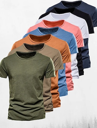  Hombre Camiseta Camiseta superior Mangas cortas Cuello Barco Verano Plano Moda Design Básico Estilo clásico Vacaciones Calle Noche Negro Blanco Rosa Camiseta superior para hombre